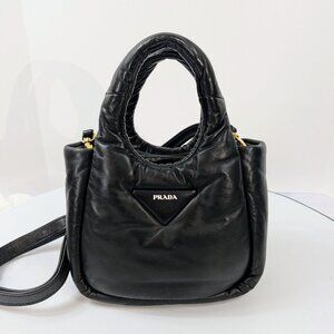 Prada Limited Edition Black Padded Soft Napa Leather Mini-Tote Bag